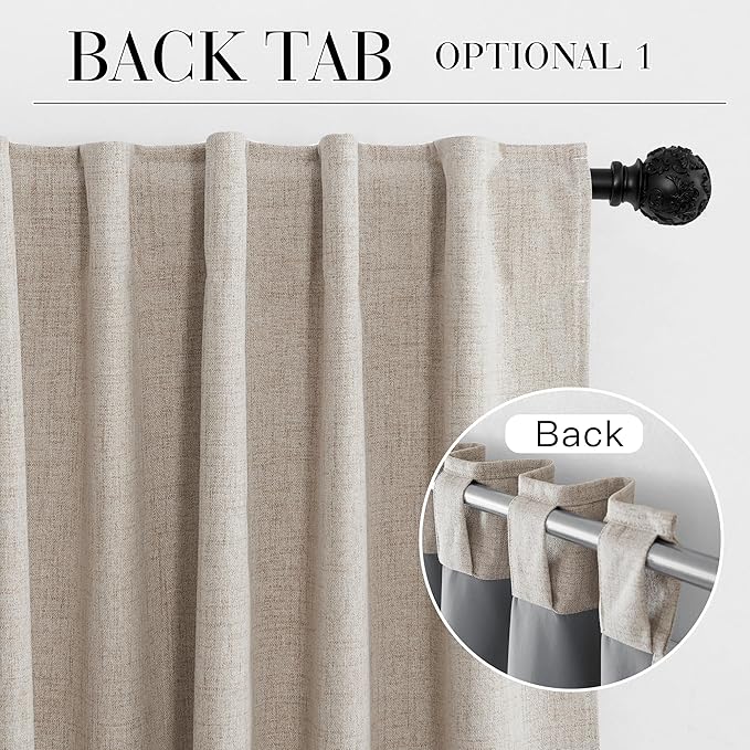 RYB HOME Natural Beige 100% Blackout Curtains 63 inch Long, Light Blacking & Thermal Insulated Curtains for Nursery/Bedroom/Kids'Room, Back Tab & Rod Pocket Window Treatment, W52 x L63, 2 Panels - Image 6