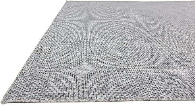 Unique Loom Collection Casual Transitional Solid Heathered Indoor/Outdoor Flatweave Area Rug (9' x 12' Rectangle, Light Gray/Ivory) - Image 7