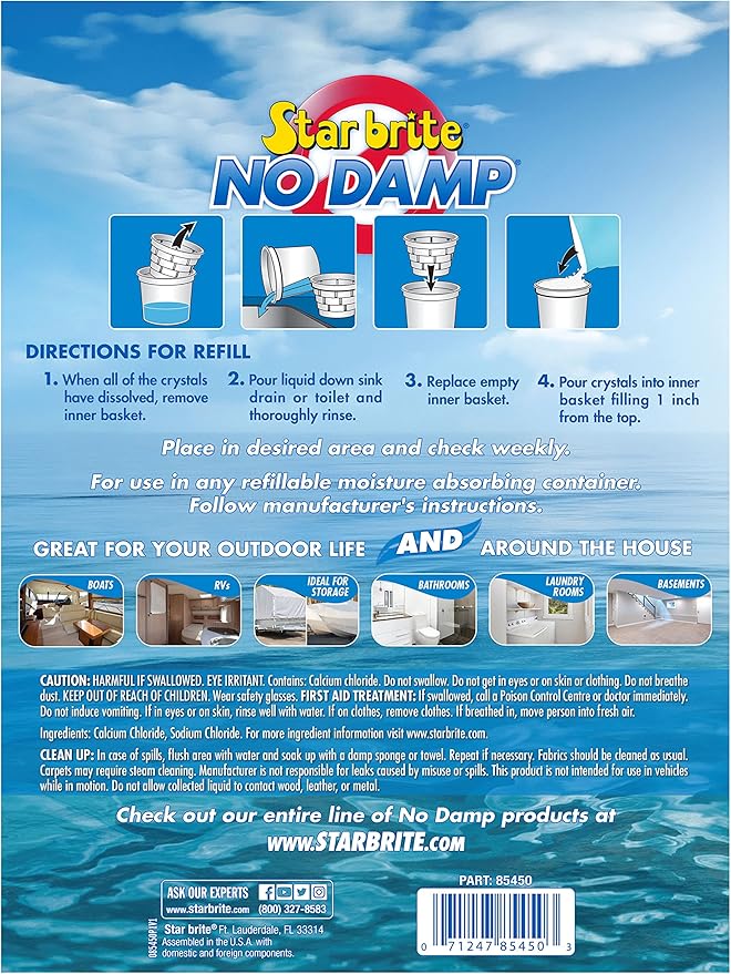 STAR BRITE No Damp Moisture Absorber & Dehumidifier 48 Ounce Refill - Simple, Portable, Humidity Control for Boats, RVs, Closets & More - Prevent Musty Odor & Moisture Damage (085450) - Image 2