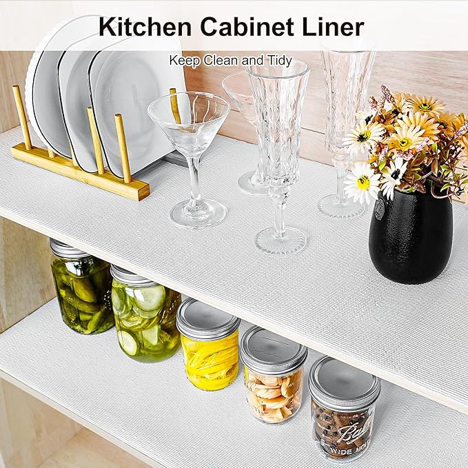 Drawer and Shelf Liner for Kitchen Cabinet,Non-Adhesive Cabinet Liner 12in x 30FT,Waterproof Shelf Paper Non-Slip Mats Cupboard Liners Contact Protect Dresser/Shelves/Table-White - Image 5