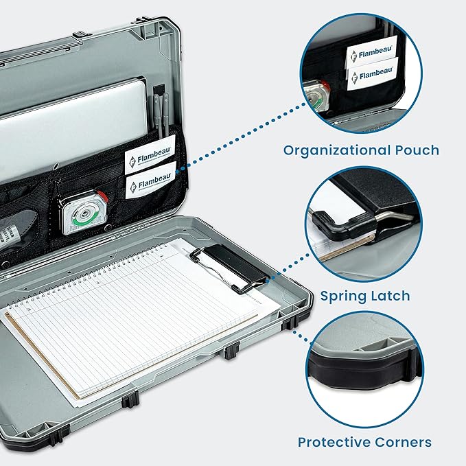 Flambeau Heavy-Duty Contractor Clipboard Document Holder, Portable Storage Organizer for Papers, Receipts & Forms | Office, School & Jobsite Use, Grey - Image 2