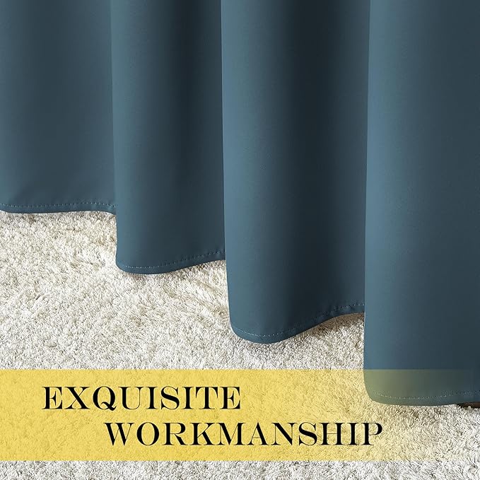 NICETOWN Privacy Room Divider Curtain Thermal Blackout Curtain for Patio Door, Living Room, Bedroom Partition and Shared Office Space, 1 Grommet Panel, Smoky Blue, 100 inch x 108 inch Long - Image 4