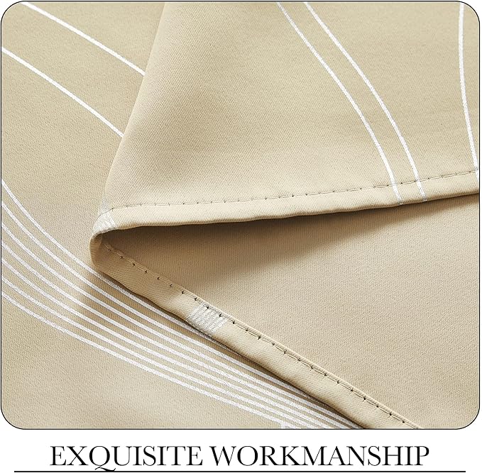 NICETOWN Room Darkening Curtains for Bedroom, Noise Reducing Thermal Insulated Wave Line Foil Print Design Blackout Curtains for Patio Sliding Glass Door (2 Panels, 52 x 84 Inch, Biscotti Beige) - Image 7