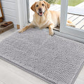 OLANLY Dog Door Mat for Muddy Paws 36x24, Absorbs Moisture and Dirt, Absorbent Non-Slip Washable Doormat, Quick Dry Chenille Mud Mat for Dogs, Entry Indoor Entryway Carpet for Inside Floor, Light Grey by OLANLY