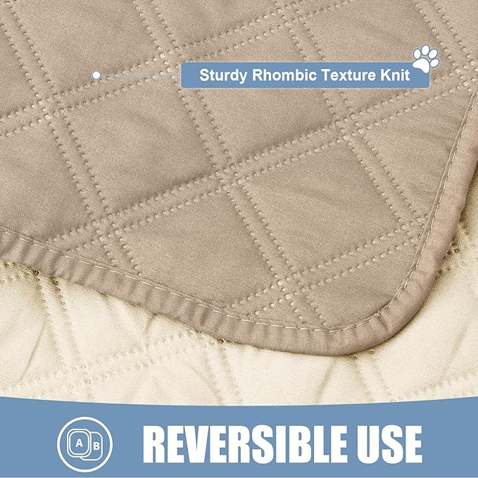 Smiry Waterproof Dog Bed Cover Pet Blanket, Soft Washable Dog Blanket for Furniture Bed Couch Sofa Reversible, Checkered (40"x90", Taupe/Beige) - Image 4