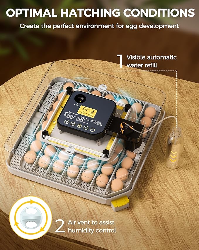 48 Egg Incubator for Hatching with Automatic Egg Turning and Humidity Control, Egg Candler, Poultry Egg Incubator for Chicken, Ducks, Goose, Pigeon, Quail, ideal for Farm, Classroom, Home - Image 5