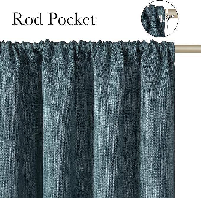 NICETOWN Greyish Blue Room Darkening Rod Pocket Curtains 63 inch Length, W42 x L63, Light Blocking Thermal Insulated Noise Reducing Drapes for Bedroom Living Room Farmhouse Decor, 2 Panels - Image 2