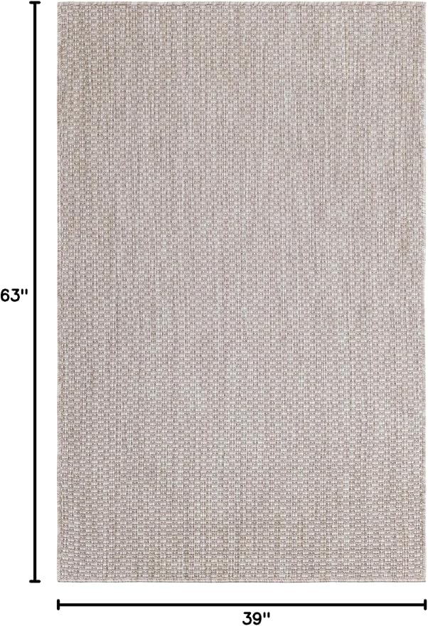 Unique Loom Outdoor Solid Collection Area Rug (3' 3" x 5' 3" Rectangle Beige/Ivory) - Image 2