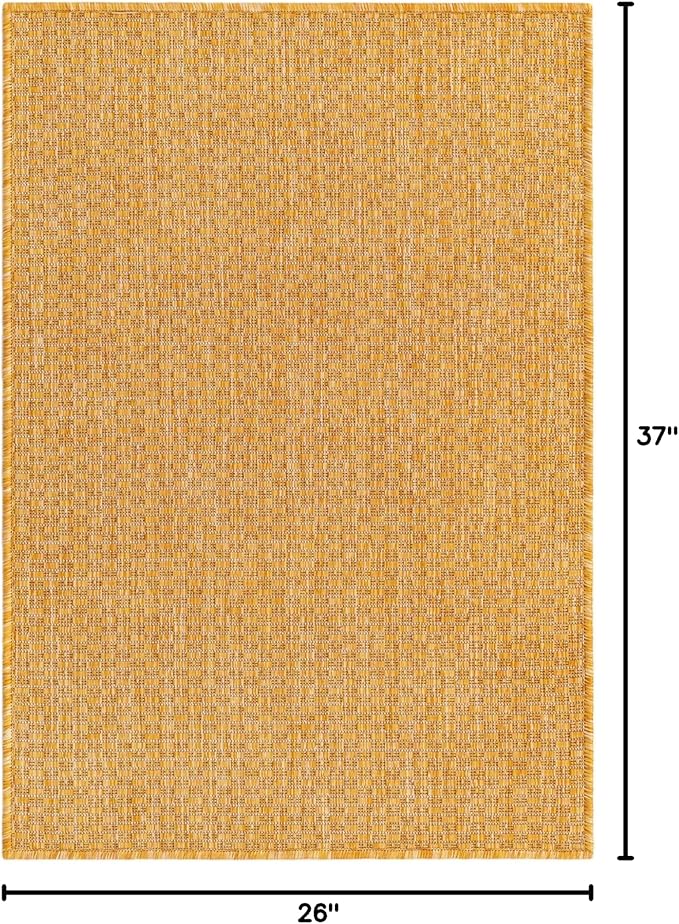 Unique Loom Collection Casual Transitional Solid Heathered Indoor/Outdoor Flatweave Area Rug (2' 2" x 3' 1" Rectangle, Corn Harvest Yellow) - Image 2