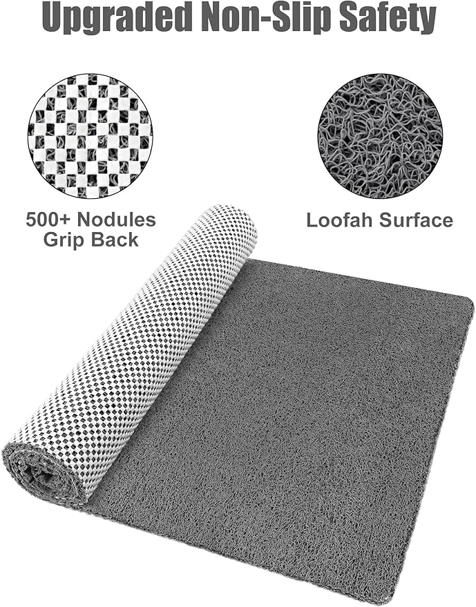 Large Shower Mat, Yonala 23.6 x 35.4 Inch Non Slip Shower Mats for Inside Shower, Soft PVC Loofah Bath Mat, Quick Drying, Easy Clean - Image 3