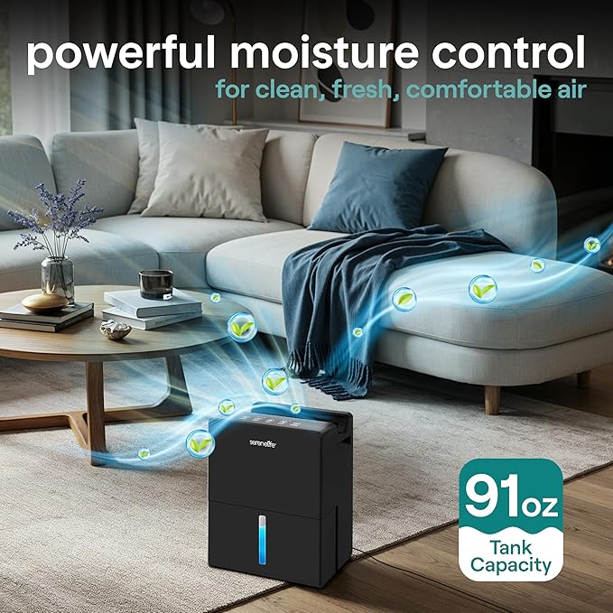 SereneLife Dehumidifier, Quiet 2-in-1 Thermoelectric & Desiccant Dehumidifiers for Home, 85 oz Tank Drying Base w/Small Room Attachment, Smart Humidity Control for Basement, Bathroom, Bedroom, Closet - Image 2