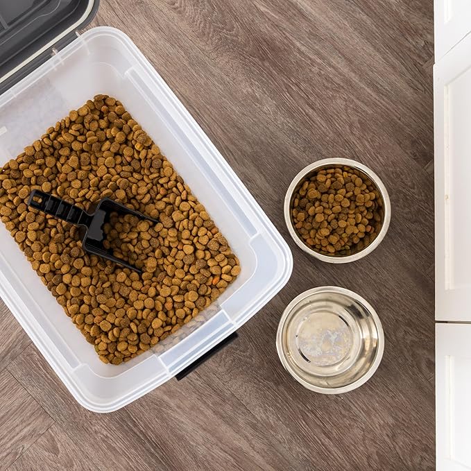 IRIS USA Dog Food Storage Container 58 lbs, Attachable Wheels, & Included Scoop, for Dog Cat Birds and other Pets, Food Storage Bin, Keep Fresh, Easy Mobility, BPA Free - Made in the USA, Dark Gray - Image 5