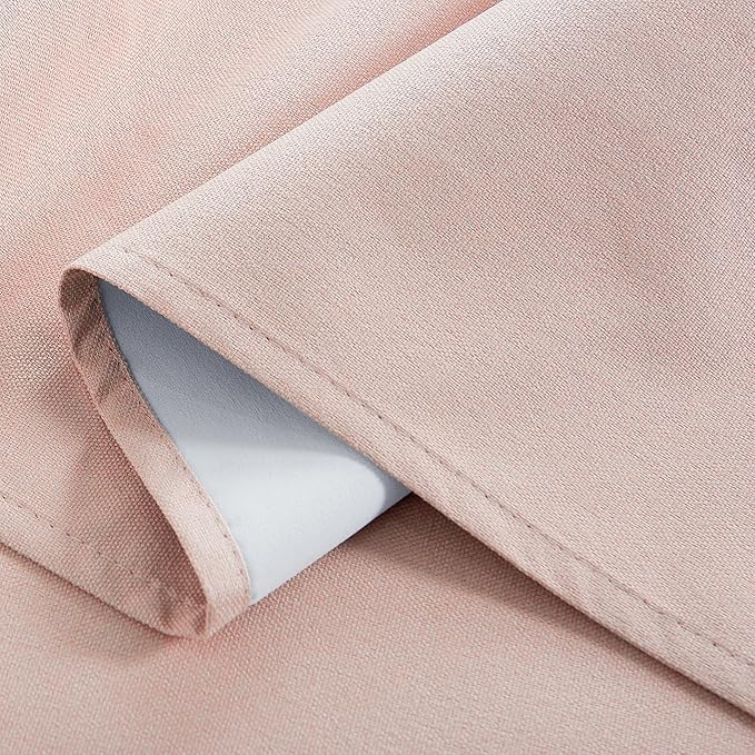 RYB HOME Pink 100%Blackout Linen Curtains for Girl's Room W52 x L84, Thermal Insulated &Privacy Assurd Curtains for Bedroom/Nursery/Living Room, Rod Pocket&Back Tab Drapes Boho Vintage Style, 2 Panels - Image 4