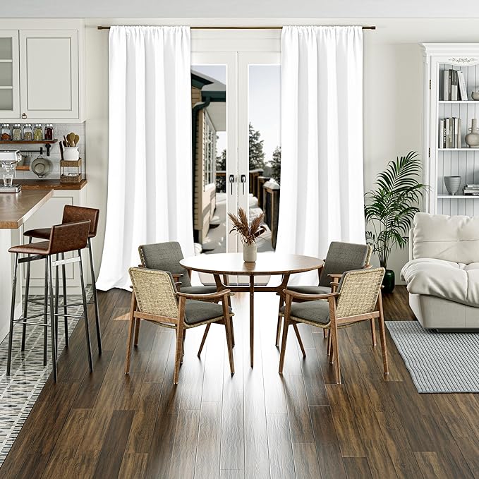 BGment White Blackout Curtains for Living Room 95 Inches Length, Extra Long 2 Panels Window Curtains Thermal Insulated Soundproof Room Darkening Curtains for Dining Room, Each Panel 52 Wide - Image 2