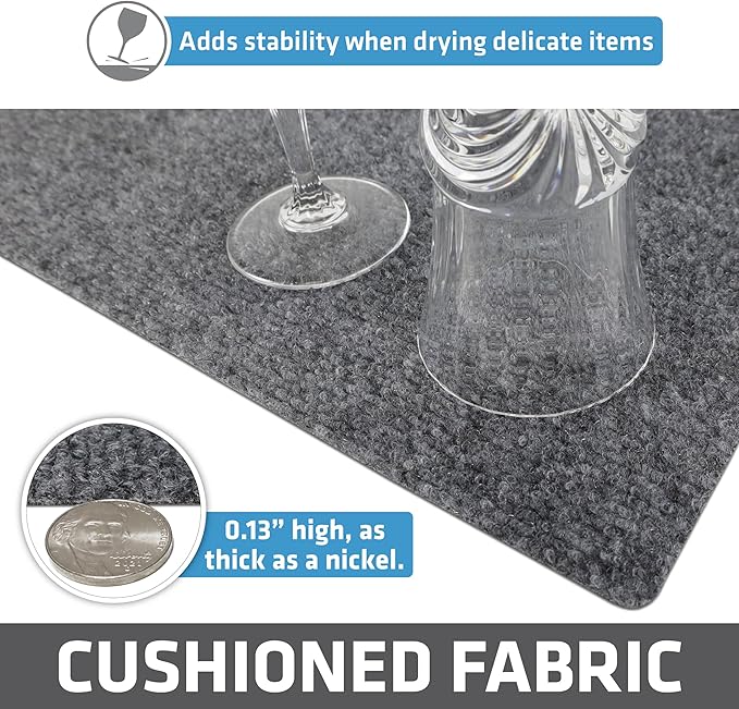 Drymate Premium Luxury Shelf & Drawer Liner, Thick Cushioned Fabric, Non-Adhesive, Absorbent, Waterproof, Slip-Resistant, Liners for Kitchen Cabinets (USA Made)(11”x36”)(2-Pack)(Light Grey Ridged) - Image 4