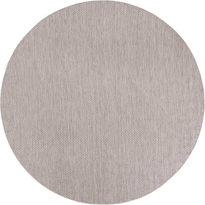 Unique Loom Outdoor Solid Collection Area Rug (7' 10" Round Beige/Ivory) - Image 2