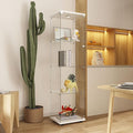 Yoluckea 4 Tiers Glass Display Cabinet with Paipai Light, 1 Door Floor Standing Curio Cabinet with Adjustable Floor Feet for Home Office Corner Display, White Glass Bookshelf for Collections and Decor by Yoluckea