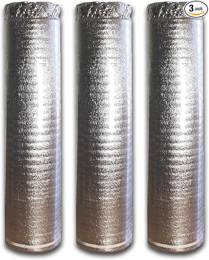 600Sqft AMERIQUE Premium 3 Mm Thick Flooring Underlayment Padding with Tape & Vapor Barrier 3 in 1 Heavy Duty Foam (600SF Total, 200SF/Roll), 600 Sq.'., Silver Chrome (Pack of 3) by AMERIQUE