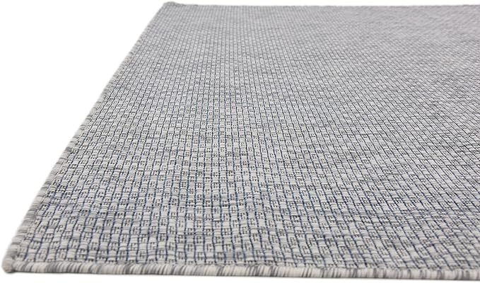 Unique Loom Collection Casual Transitional Solid Heathered Indoor/Outdoor Flatweave Area Rug (5' 3" x 8' Rectangle, Light Gray/Ivory) - Image 7