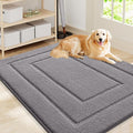 Smiry Dog Door Mat for Muddy Paws, Absorbs Moisture and Dirt, Low-Profile Entryway Mat with Non-Slip Backing, Entry Indoor Outdoor Doormat for Inside Floor (40x32 Inches, Grey, Bordered) by Smiry