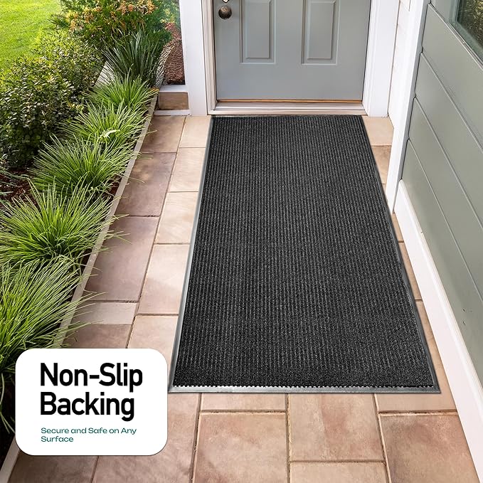 MaxMat® Extra Large 4x8 Rug Commercial Floor Mat, Feet Heavy Duty, Waterproof, Low-Profile, Easy to Clean, Rubber Entry Mat (RIB0035GY,Black) - Image 6