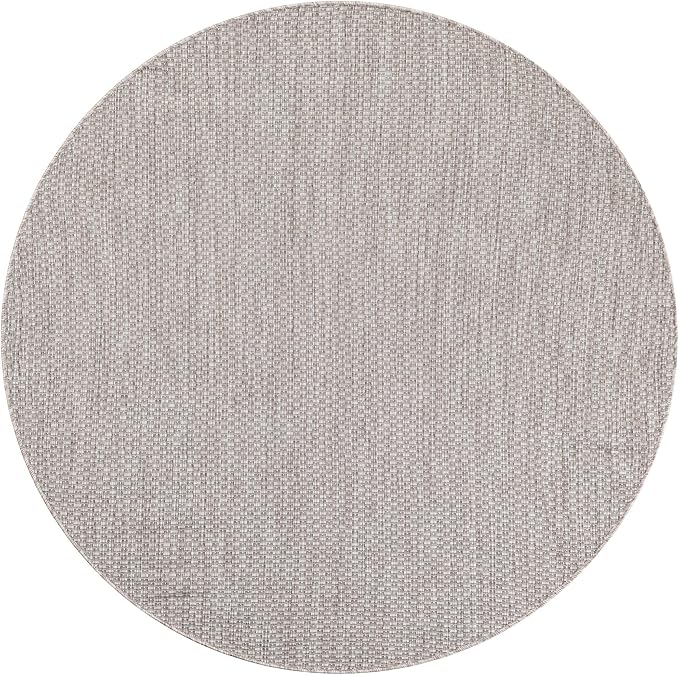 Unique Loom Outdoor Solid Collection Area Rug (5' 3" Round Beige/Ivory) - Image 3