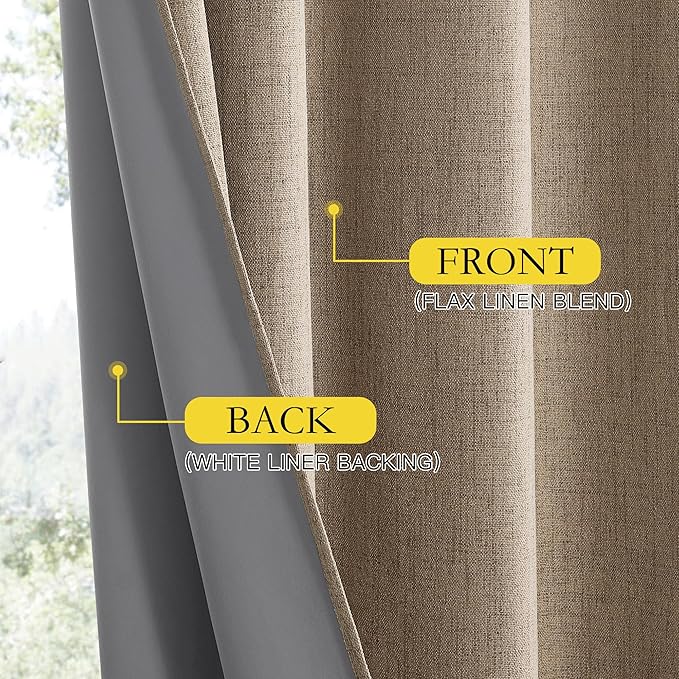 NICETOWN Burlap Vintage Open Linen Weave Flax Thermal Curtains, 100% Blackout Curtains 84 inches Long for Dining Room, Soundproof Window Treatment Drapes for Hall Room, 52" Wide Per Panel, Set of 2 - Image 6