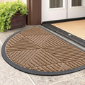 Smiry Half Circle Front Door Mat Outside Entrance, Heavy Duty Sturdy Natural Rubber Doormat, Trap Dirt and Moisture, Low Profile Mats for Indoor Outdoor Entry, Irregular Triangle (29.5x17, Coffee) by Smiry