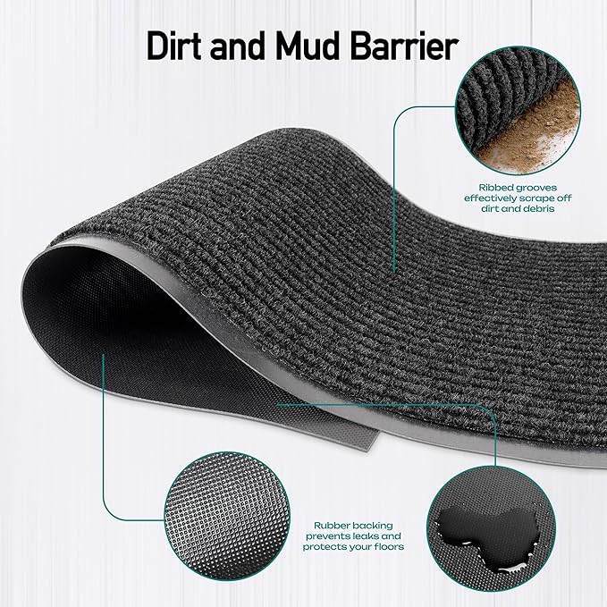 MaxMat® Commercial Grade Entry Mat - Heavy Duty, Large Sizes, Indoor/Outdoor, Waterproof, Low-Profile Door Mat (3 x 10 Feet, Black, MXM-RIB0310BK) - Image 3