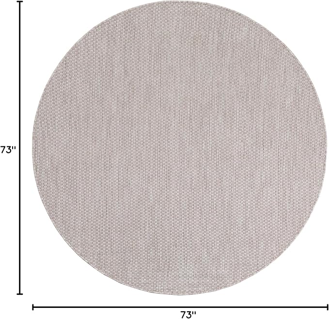 Unique Loom Outdoor Solid Collection Area Rug (6' 1" Round Beige/Ivory) - Image 2