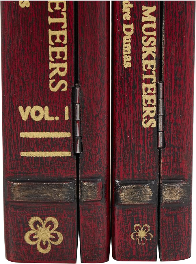 Deco 79 Wooden Decorative Box "The Three Musketeers" Storage Faux Book Decorative Keepsake Boxes, Set of 2 Storage Boxes 11", 9"W, Red - Image 5