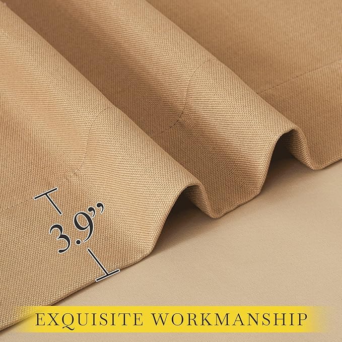 NICETOWN Thick Living Room Caramel Curtains 84 inches Long, Rod Pocket/Back Tab/Hook Belt Faux Linen Room Darkening Curtains Farmhouse Window Drapes for Bedroom, W52 x L84, 2 Panels - Image 6