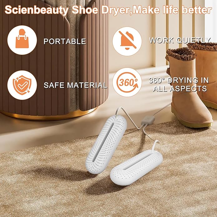 Scienbeauty Electric Shoe Dryers, Portable Boots Dryer Machine with 3/6/9 Hours Timer, Drying for Footwear, Socks, Ski Boots - Image 3