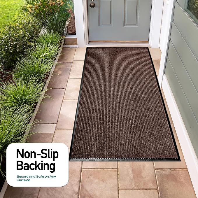MaxMat® Large Waterproof Doormat - Heavy Duty, Commercial, Low-Profile, Easy to Clean, Rubber Floor Mat (2 x 6 Feet, Brown, MXM-RIB0026BR) - Image 7