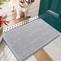 OLANLY Dog Door Mat for Muddy Paws 24x16, Absorbs Moisture and Dirt, Absorbent Non-Slip Washable Doormat, Quick Dry Chenille Mud Mat for Dogs, Entry Indoor Entryway Carpet for Inside Floor, Light Grey by OLANLY