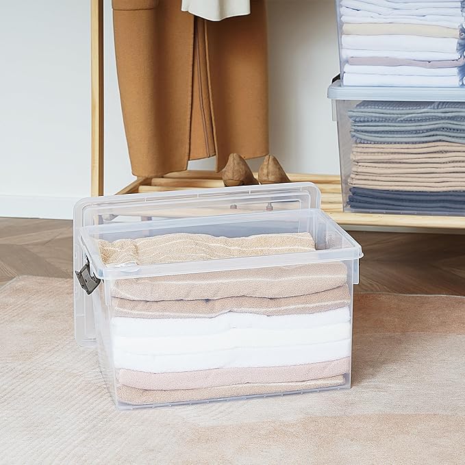 Citylife 48 QT 6 Packs Plastic Storage Bins with Lids and Secure Latching Buckles Clear Stackable Storage Containers for Organizing Durable Storage Box - Image 4