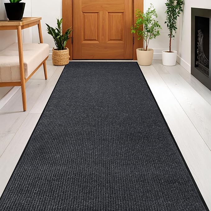 Durable Rubber Door Mat - Heavy Duty, Indoor/Outdoor, Easy Clean, Waterproof, Low-Profile Mat for Entry, Patio, Garage - Stylish (Charcoal, 10' x 4' (Mud Trapper)) - Image 8