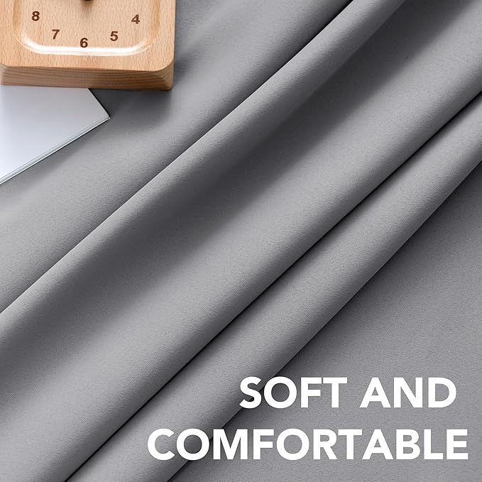 H.VERSAILTEX Blackout Curtains Thermal Insulated Window Treatment Panels Room Darkening Blackout Drapes for Living Room Back Tab/Rod Pocket Bedroom Draperies (2 Panels, Grey, 42 x 63 Inch) - Image 5