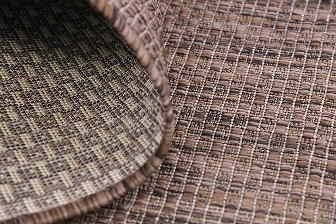 Unique Loom Collection Casual Transitional Solid Heathered Indoor/Outdoor Flatweave Area Rug (7' 1" x 10' Rectangle, Light Brown/Ivory) - Image 10