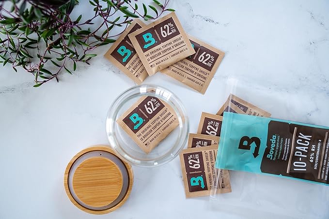 Boveda 62% RH Size 8-10 Pack Two-Way Humidity Control Packs - for Storing 1 oz - Moisture Absorber for Small Storage Containers - Humidifier Packs - Hydration Packets w/Resealable Bag - Image 2