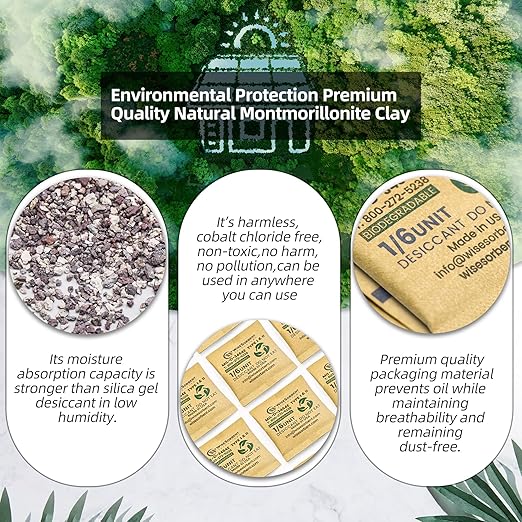 1/6U Kraft Clay Desiccants Packs for Storage - Silica Gel Packets Alternative, 6 Gram Food Safe Bentonite Clay Desiccant Bags, Military Grade Highest Moisture Absorbers [600 Pack] - Image 3