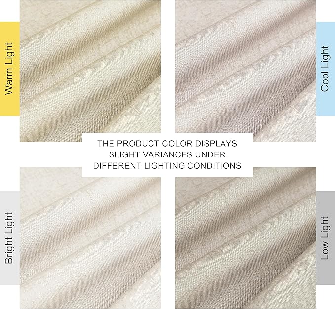 NICETOWN Cream 100% Blackout Linen Curtains 102 inch Long Burg for Living Room, 1 Pair, 52" Width Each Panel, Farmhouse Thick Completely Blackout Window Treatment Thermal Insulated Drapes - Image 9