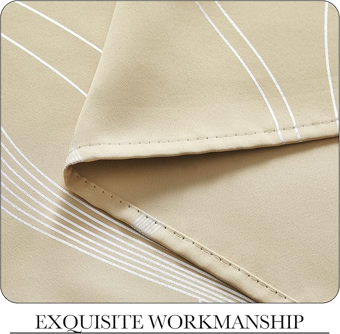 NICETOWN Bedroom Curtains Small Blackout Panels, Biscotti Beige, Set of 2, 42 by 40 Inch, Window Treatment Thermal Insulated Blackout Wave Line Foil Print Design Curtains for Kitchen, Cafe, Loft - Image 6