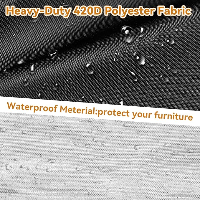 TUOKING Outdoor Furniture Covers Heavy-Duty 420D Waterproof Cover,All-Weather Patio Furniture Protector for Sofa,Chairs & Table-UV-Resistant,Anti-Tear Dustproof Covers (Black, 91"L x 60"W x 28"H) - Image 4