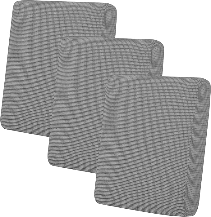 Easy-Going Stretch Individual Chair Couch Cushion Cover Sofa Cushion Furniture Protector Sofa slipcover Soft Flexibility with Elastic Bottom (3-Piece Sofa Cushion Cover, Light Gray) by Easy-Going