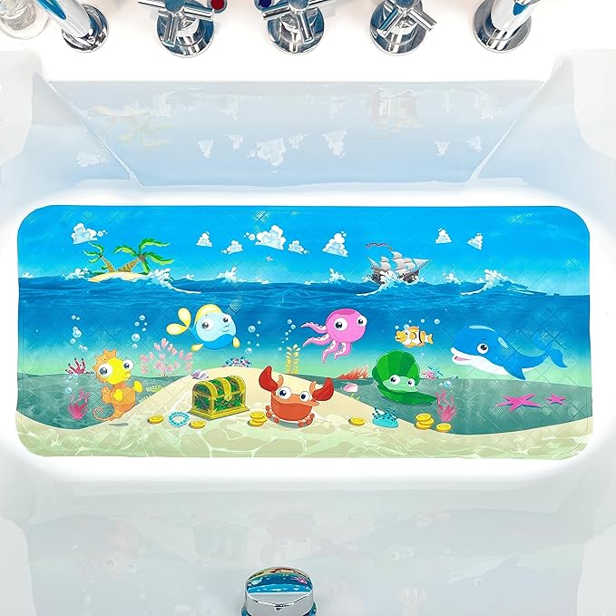 BOPPIE Non-Slip Bath Mat Shower Mats for Tub Kids,Anti-Slip-Resistant Bathtub Tub Mats Bathroom Mat XL Large Bath Mat 35X15 Inches (Ship) - Image 2