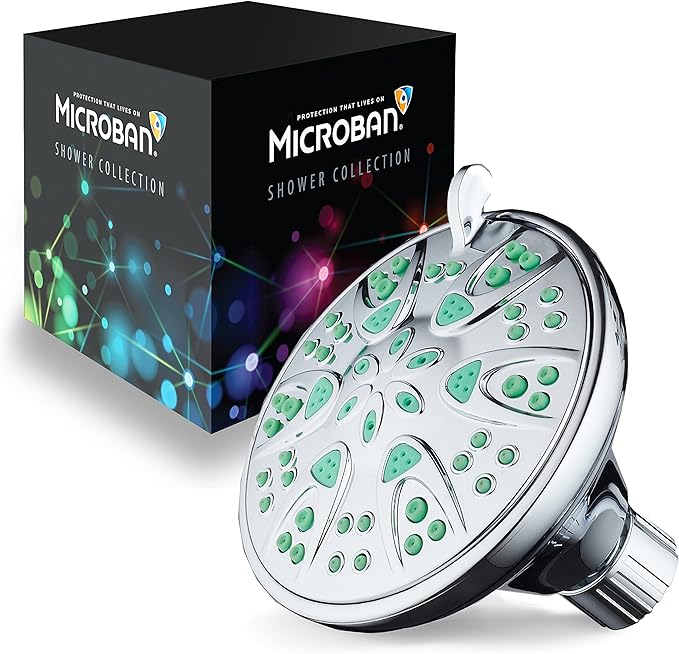 AquaDance Antimicrobial – Anti-Clog High-Pressure 6-Setting Shower Head with Microban Nozzle Protection from Growth of Mold, Mildew & Bacteria for Stronger Shower! 4" Coral Green - Image 2