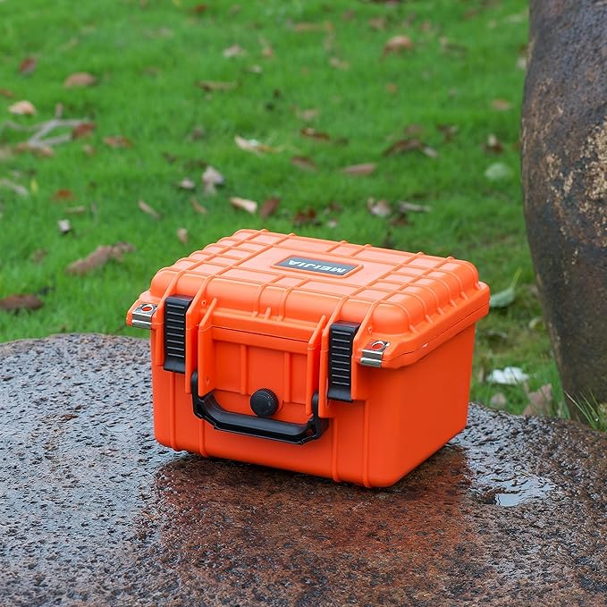 MEIJIA Portable All Weather IP67 Waterproof Camera Case,hard case with Customizable Fit Foam,Fit Use of Drones,Camera,Equipments,10.62 x9.68x6.87inches(Orange) - Image 4
