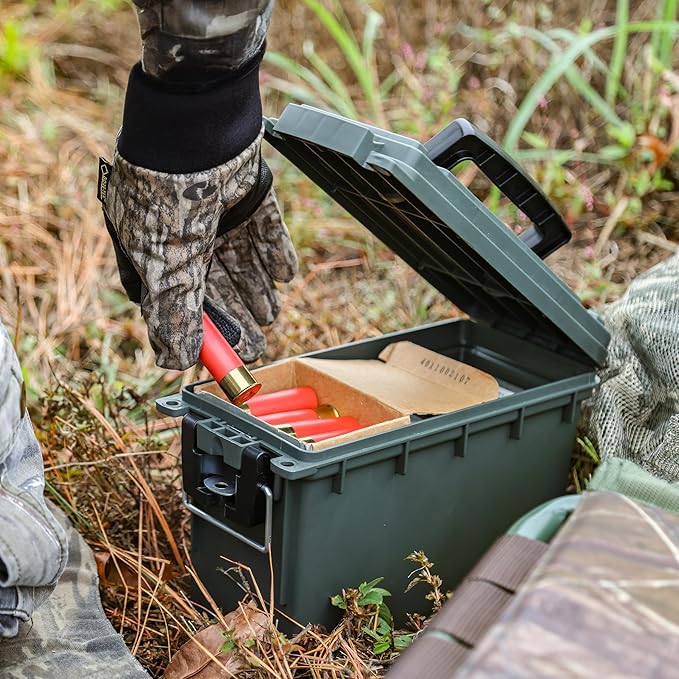 Sheffield 12626 Ammo Storage Box, Stackable .30 Cal Field Boxes, Water and Dust Resistant, Lockable Storage Box with Handle, Secures Hunting Gear, Supplies, and Bullets, Made in USA, Green, 1-Pack - Image 8