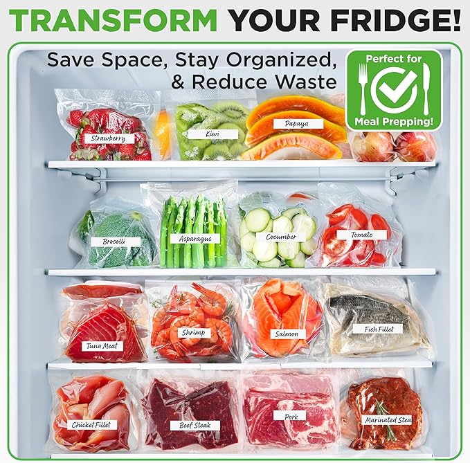 NutriChef Vacuum Sealer Bags 11x50 Rolls 2 pack for Food Saver, Seal a Meal, NutriChef, Weston. Commercial Grade, BPA Free, Heavy Duty, Great for vac storage, Meal Prep or Sous Vide - Image 7